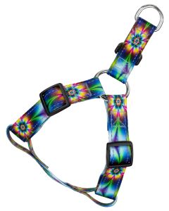 Tie Dye Flowers Reflective Step-In Dog Harness 