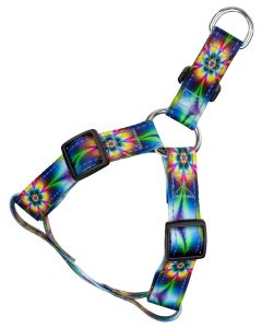 Tie Dye Flowers Reflective Step-In Dog Harness