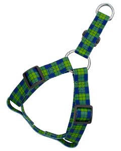 Blue and Green Plaid Step-In Dog Harness