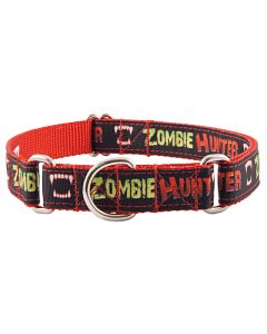 Zombie Hunter Grosgrain Ribbon Martingale Dog Collar