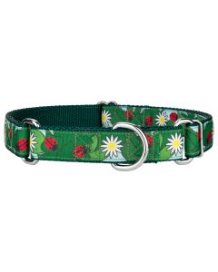 Ladybugs Picnic Ribbon Martingale Dog Collar