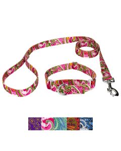 Green Paisley Martingale Collar & Leash