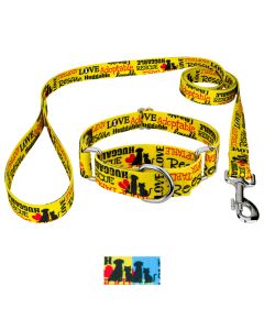 Yellow Loveable Rescue Martingale Dog Collar and Leash