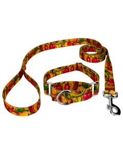 Scorching Peppers Martingale Dog Collar and Leash Limited Edition