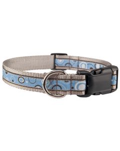 Deluxe Blue and Brown Orbs Woven Ribbon Dog Collar Limited Edition