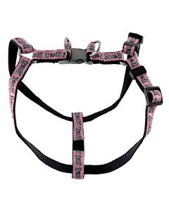 Pink Zebra Bone Jacquard Ribbon Step-In Harness-Closeout-Extra Smal