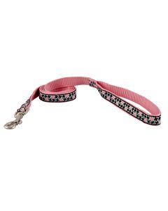 Black & Pink Pinwheels Jacquard Ribbon Dog Leash - Closeout 