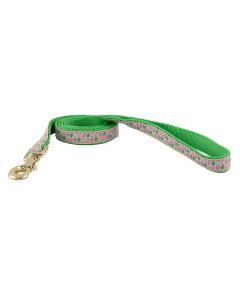 Green and Pink Dots Jacquard Ribbon Dog Leash - Closeout - 4X3.4